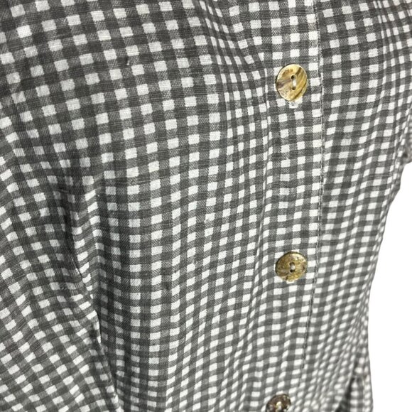 Vintage Match 10 Gingham Plaid Button Shirt Dress Black White Cottagecore Fall‎ - Picture 2 of 5